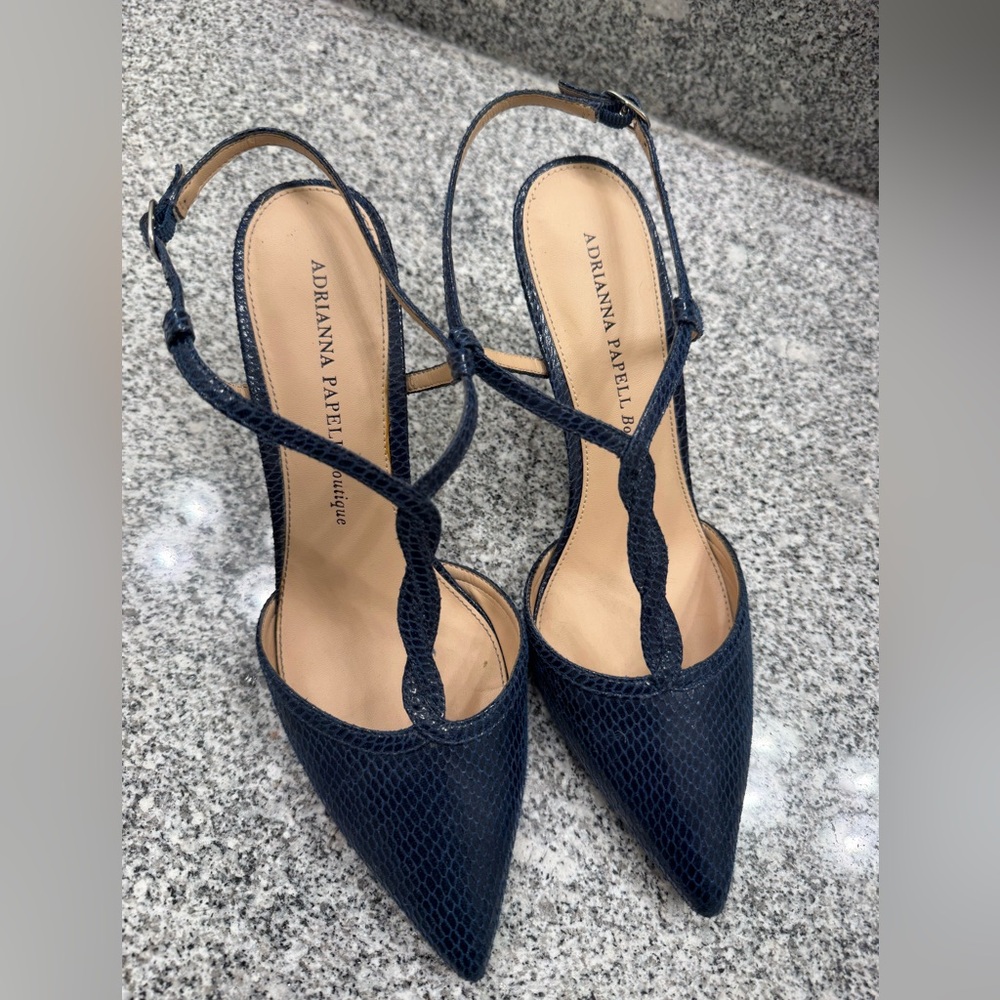 Adrianna Papell Dark Blue Textured Sandals
